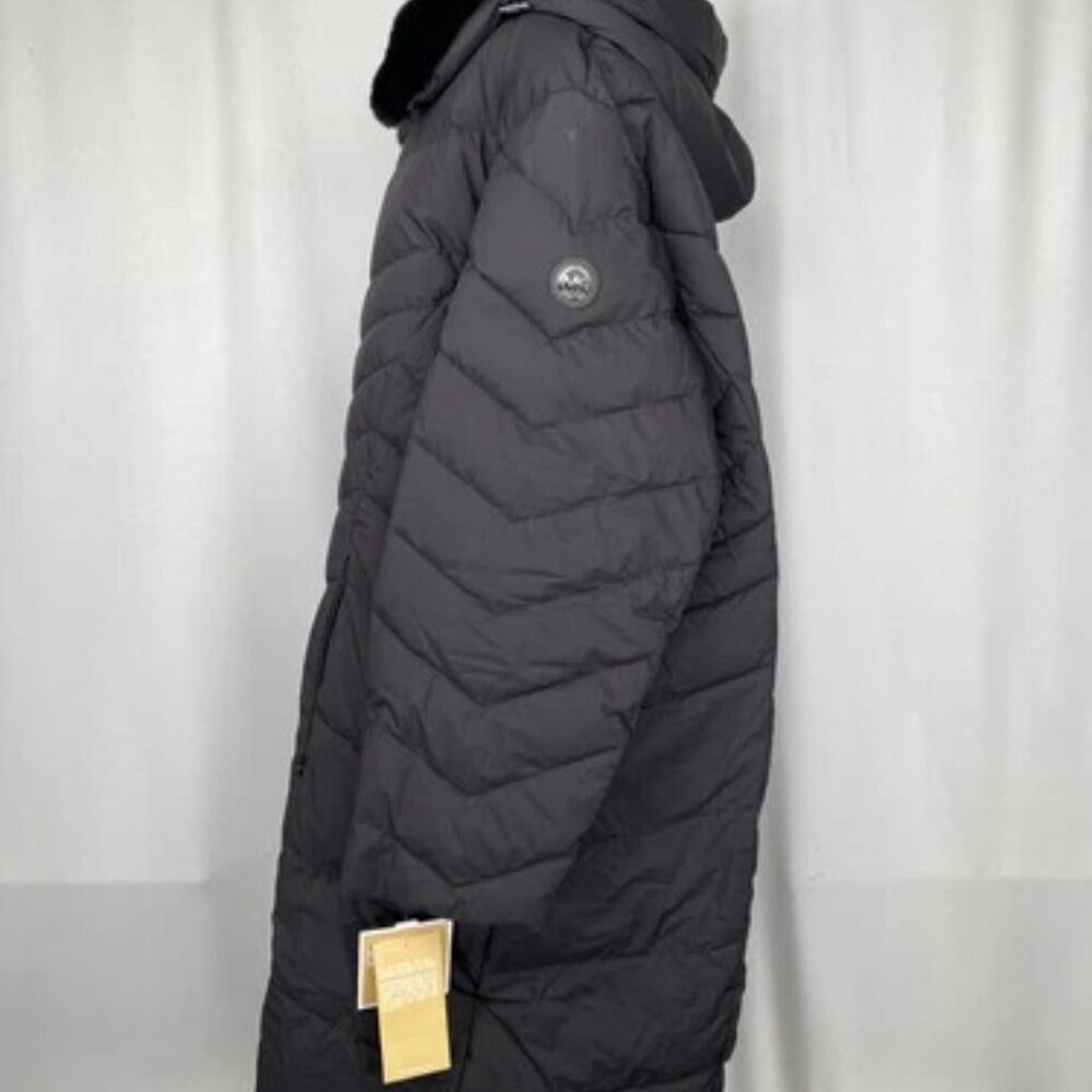 NEW MICHAEL KORS Women's Coat Black Size 4X Faux Fur Trim Hooded Puffer Full Zip - Picture 3 of 8